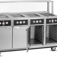 FWE - 220-240V 4 Deep Wells Electric Hot Food Serving Counter with Thermostatic Controls - HLC-4W6-7H-28-HWR (Special Order 4-6 weeks)