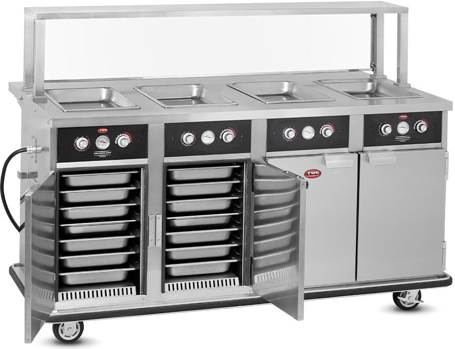 FWE - 220-240V 4 Deep Wells Electric Hot Food Serving Counter with Thermostatic Controls - HLC-4W6-7H-28-HWR (Special Order 4-6 weeks)