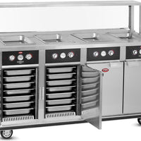 FWE - 220-240V 4 Deep Wells Electric Hot Food Serving Counter with Thermostatic Controls - HLC-4W6-7H-28-HWR (Special Order 4-6 weeks)