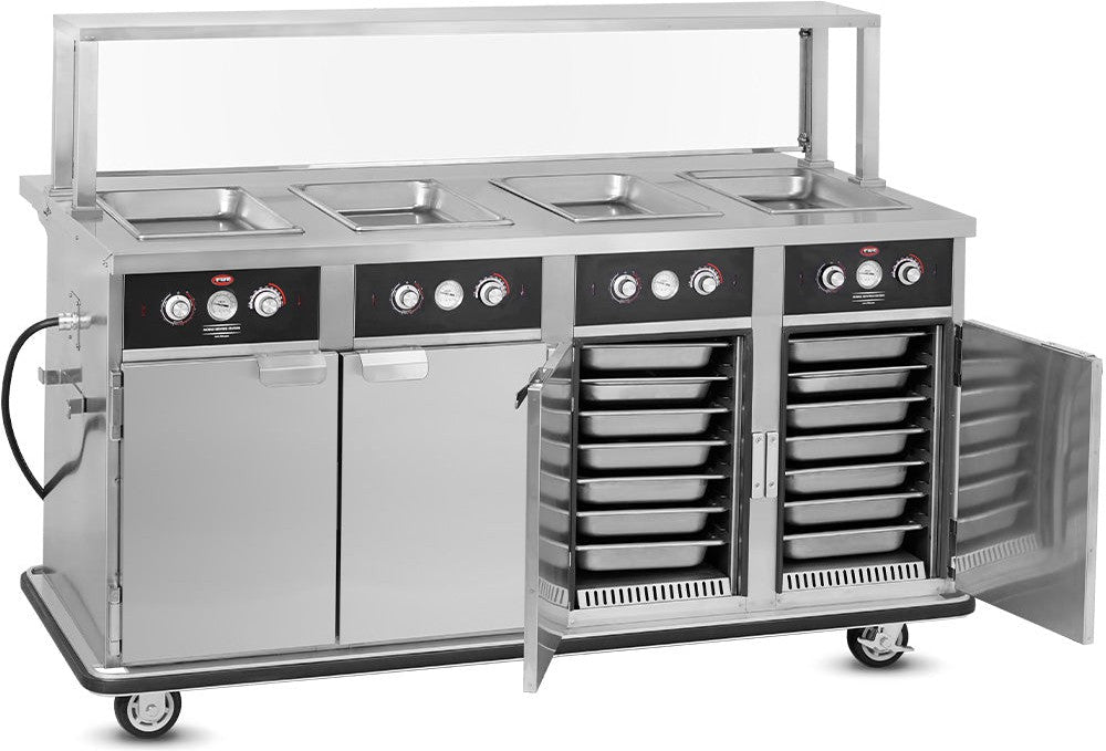 FWE - 220-240V 4 Deep Wells Electric Hot Food Serving Counter with Thermostatic Controls - HLC-4W6-7H-28-HWR (Special Order 4-6 weeks)