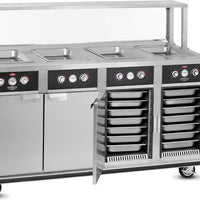 FWE - 220-240V 4 Deep Wells Electric Hot Food Serving Counter with Thermostatic Controls - HLC-4W6-7H-28-HWR (Special Order 4-6 weeks)