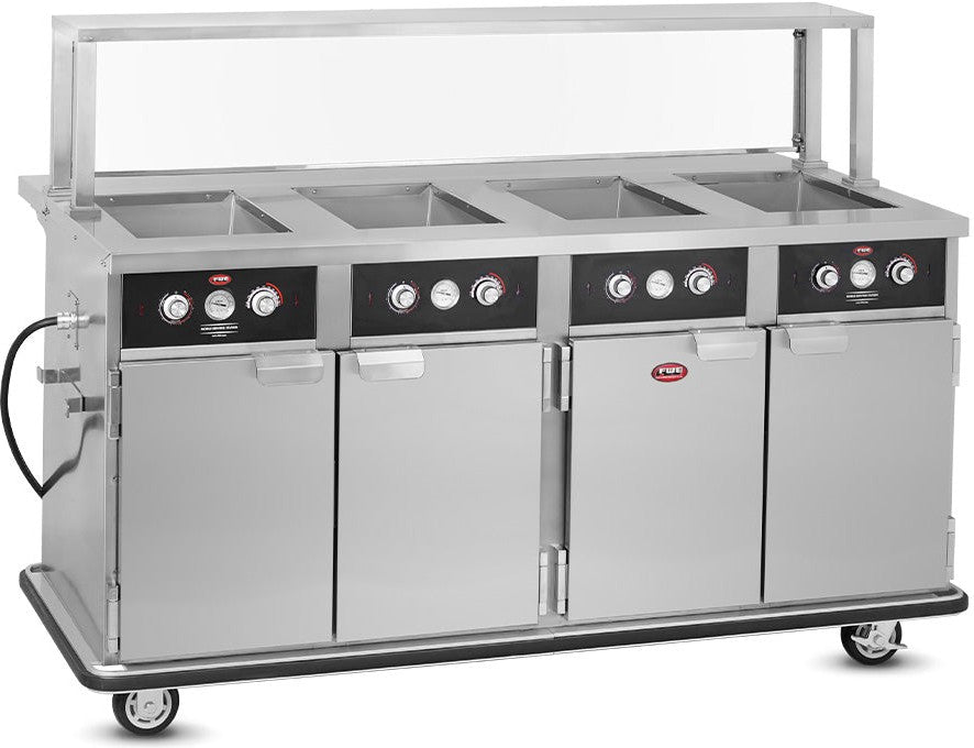 FWE - 220-240V 4 Deep Wells Electric Hot Food Serving Counter with Thermostatic Controls - HLC-4W6-7H-28-HWR (Special Order 4-6 weeks)