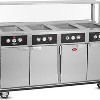 FWE - 220-240V 4 Deep Wells Electric Hot Food Serving Counter with Thermostatic Controls - HLC-4W6-7H-28-HWR (Special Order 4-6 weeks)