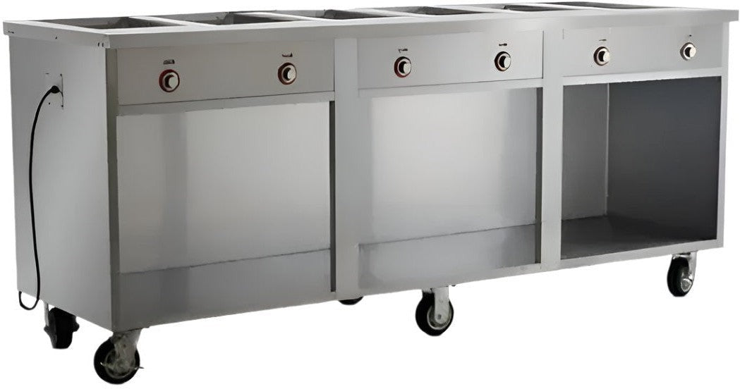 FWE - 240V 86" Handy Line Serving Cabinet with 6 Wells - HLC-6W6-1-DRN (Special Order 4-6 weeks)