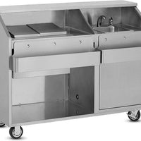 FWE - 59.5" Stainless Steel Convectional Beverage Service Mobile Bar with Hand Sink - SCB-5-HS (Special Order 4-6 weeks)