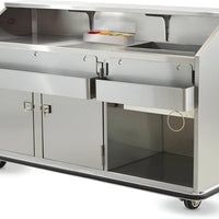 FWE - 59.5" Stainless Steel Convectional Beverage Service Mobile Bar with Shut-Off Drain - SCB-5 (Special Order 4-6 weeks)