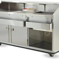 FWE - 72" Stainless Steel Convectional Beverage Service Mobile Bar with Shut-Off Drain - SCB-6 (Special Order 4-6 weeks)