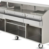 FWE - 95" Stainless Steel Convectional Beverage Service Mobile Bar with Shut-Off Drain - SCB-8 (Special Order 4-6 weeks)