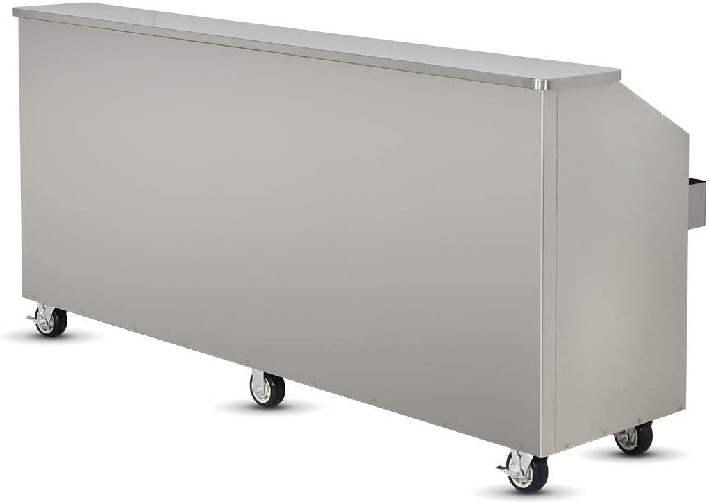 FWE - 95" Stainless Steel Convectional Beverage Service Mobile Bar with Shut-Off Drain - SCB-8 (Special Order 4-6 weeks)