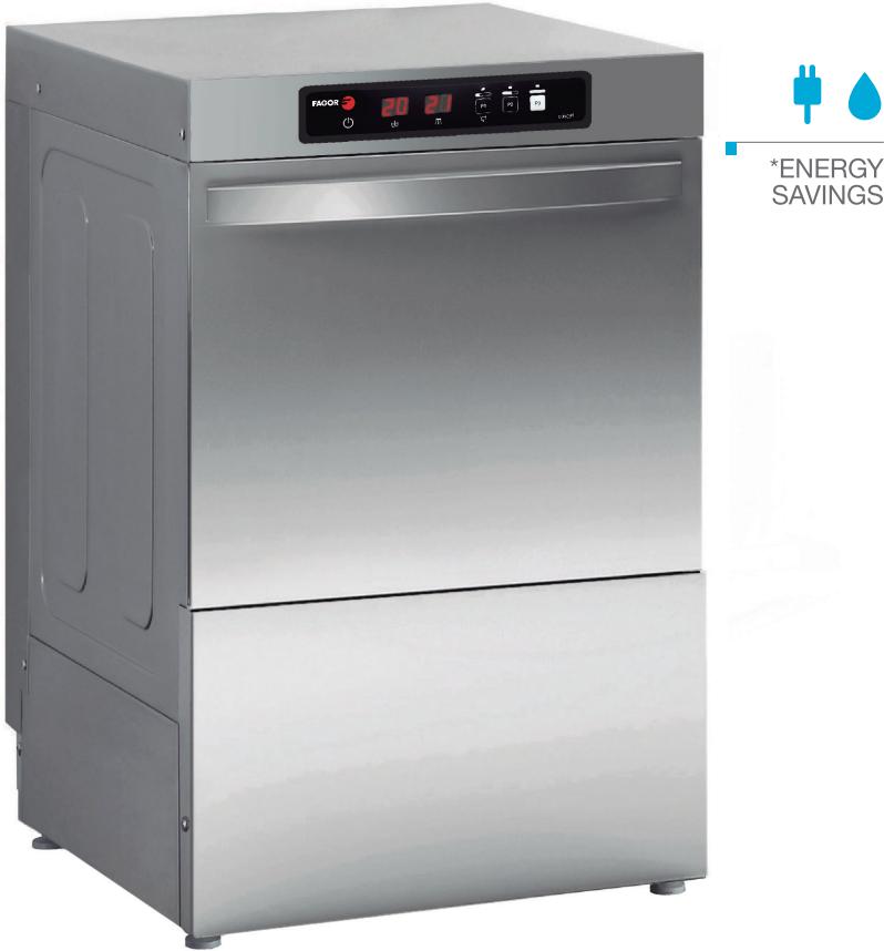 Fagor - 18" High Temperature Evo Concept Undercounter Glasswasher & Sanitizer, Silver - CO-402W