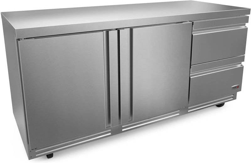 Fagor - FUR Series 115V, 72" Double Door Undercounter Refrigerator With Two Drawer - FUR-72-D2-N