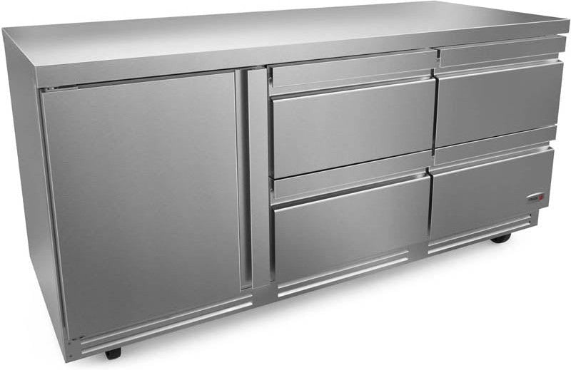 Fagor - FUR Series 115V, 72" Single Door Undercounter Refrigerator With Four Drawer - FUR-72-D4-N