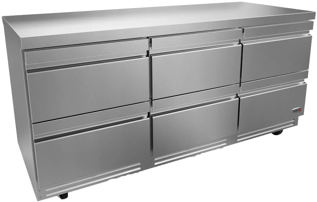 Fagor - FUR Series 115V, 72" Undercounter Refrigerator With Six Drawer - FUR-72-D6-N