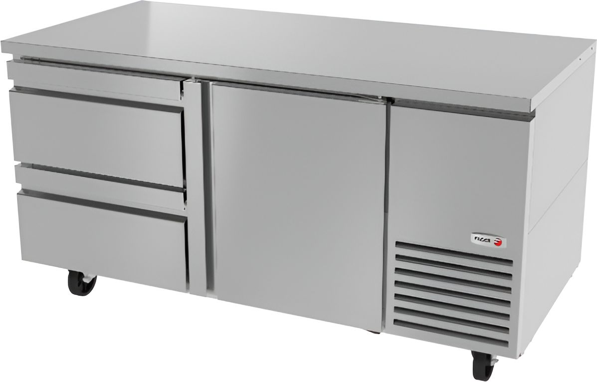 Fagor - SWR Series 115V, 67" Single Door Deep Undercounter Worktops Refrigerator With Two Drawer - SWR-67-D2