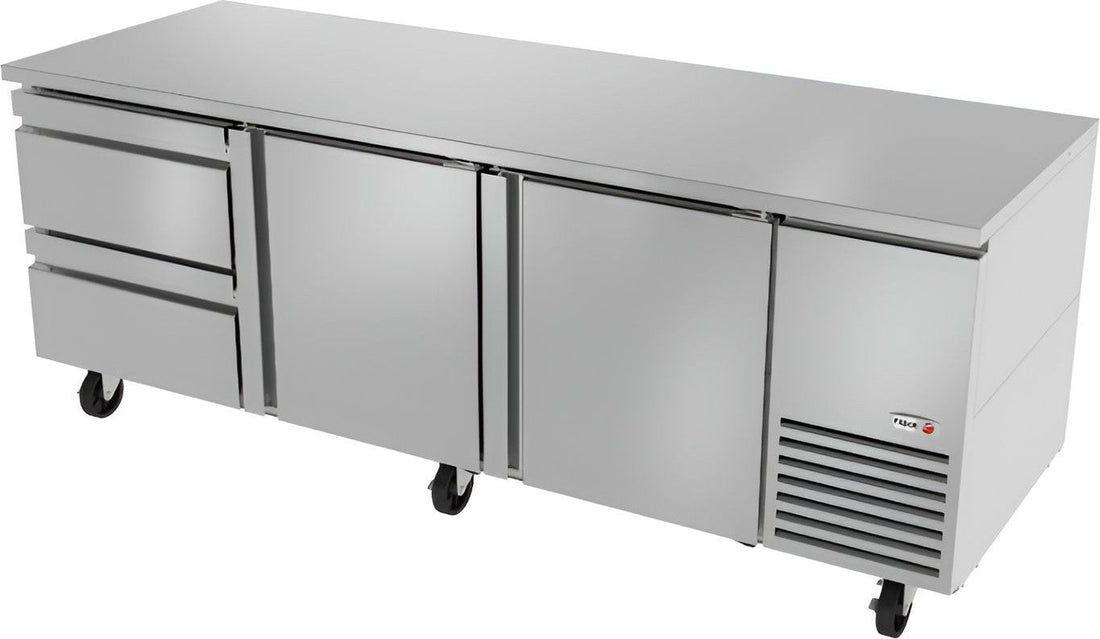 Fagor - SWR Series 115V, 93" Double Door Deep Undercounter Worktops Refrigerator With Two Drawer - SWR-93-D2