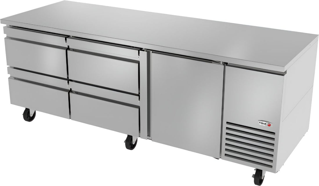 Fagor - SWR Series 115V, 93" Single Door Deep Undercounter Worktops Refrigerator With Four Drawer - SWR-93-D4