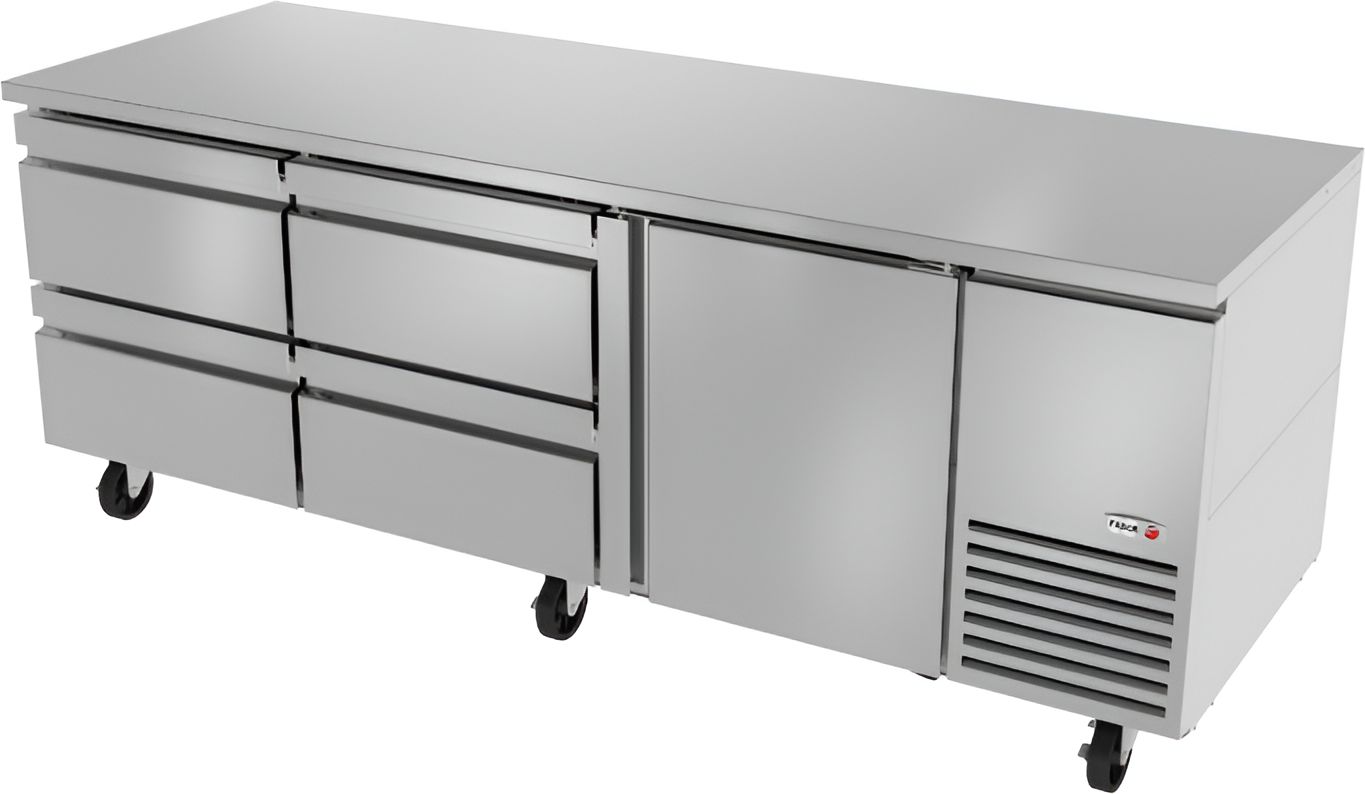 Fagor - SWR Series 115V, 93" Single Door Deep Undercounter Worktops Refrigerator With Four Drawer - SWR-93-D4