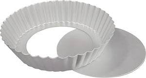 Fat Daddio's - 11" x 1" Aluminum Anodized Removable Bottom Fluted Tart Pan - PFT-11