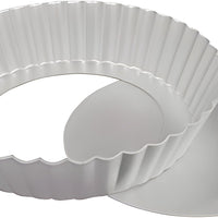 Fat Daddio's - 13.75" X 4.25" X 1" Aluminum Anodized Oblong Removable Bottom Fluted Tart Pan - PFT-1375