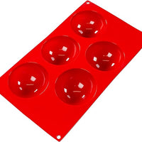 Fat Daddio's - 3.15" x 1.57" Silicone 5 Cavities Hemisphere Baking Mold - SMF-001