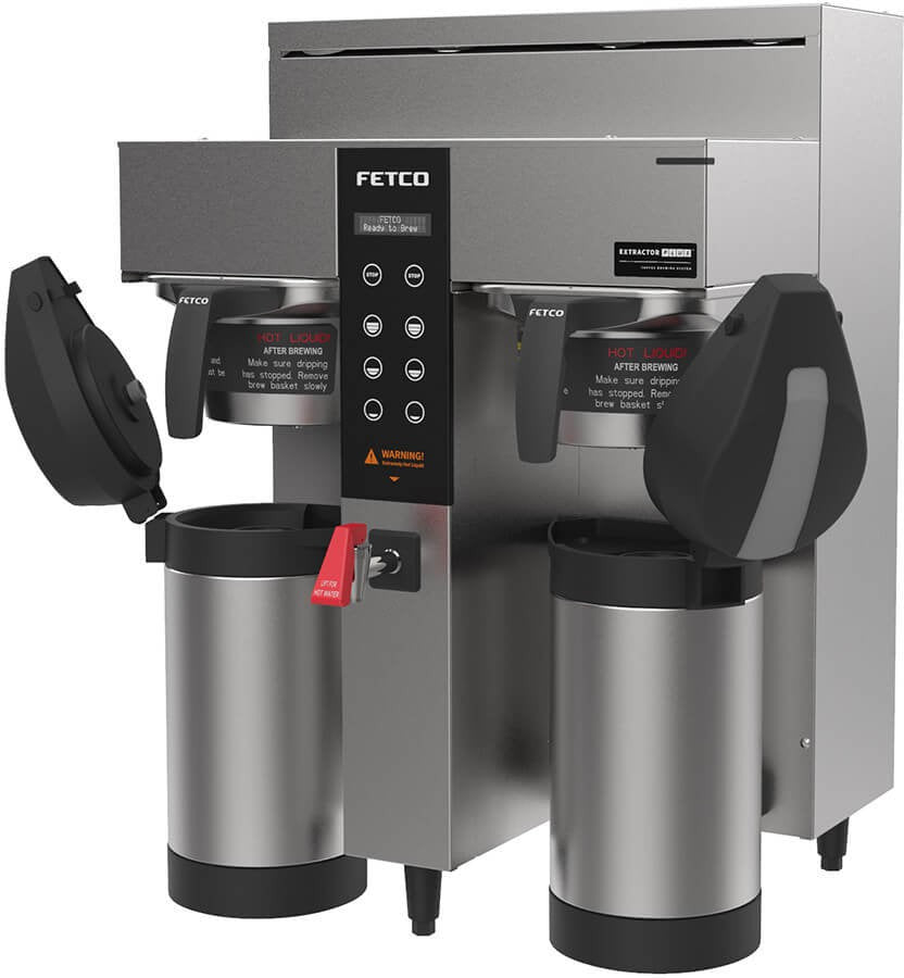 Fetco - 208-240V Extractor Plus Metal BB Double Automatic Thermal Server Coffee Brewer - E1232US-1B230-MM010 (Special Order Item, ETA 3-4 Weeks)