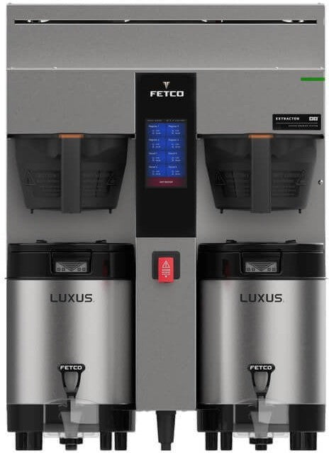 Fetco - 208-240V Metal BB Double Automatic Thermal Server Coffee Brewer - E2232US-1B230-MA010 (Special Order Item, ETA 3-4 Weeks)