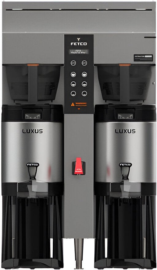 Fetco - 26.25" 208-240V Extractor Plus Plastic BB Double Automatic Thermal Server Coffee Brewer - E1242US-1B230-PM010 (Special Order Item, ETA 3-4 Weeks)