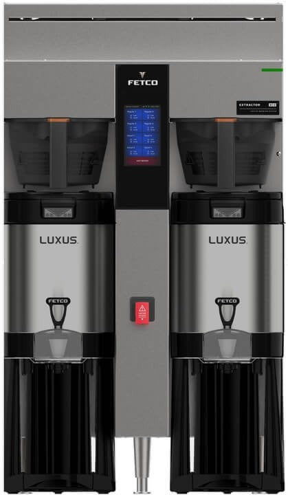 Fetco - 34.5" 208-240V Plastic BB Double Automatic Thermal Server Coffee Brewer - E2242US-1B230-PA010 (Special Order Item, ETA 3-4 Weeks)
