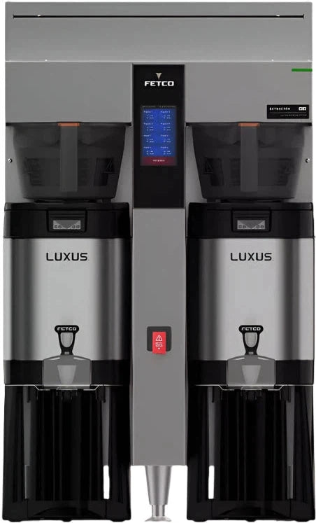 Fetco - 36.88" 208-240V Metal BB Double Automatic Thermal Server Coffee Brewer - E2253US-UB250-MA110 (Special Order Item, ETA 3-4 Weeks)