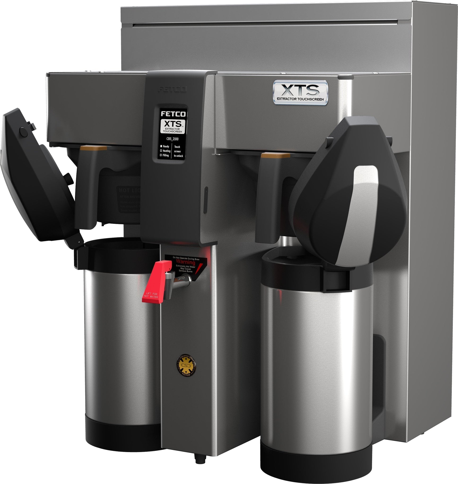 Fetco - Touchscreen Series Airpot Coffee Brewer Double Station 2 x 2.3 kW with Metal Brew Basket - CBS-2132XTS