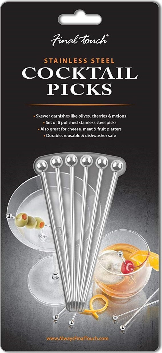 Final Touch - Stainless Steel Cocktail Picks, Pack of 6 - FTA7307