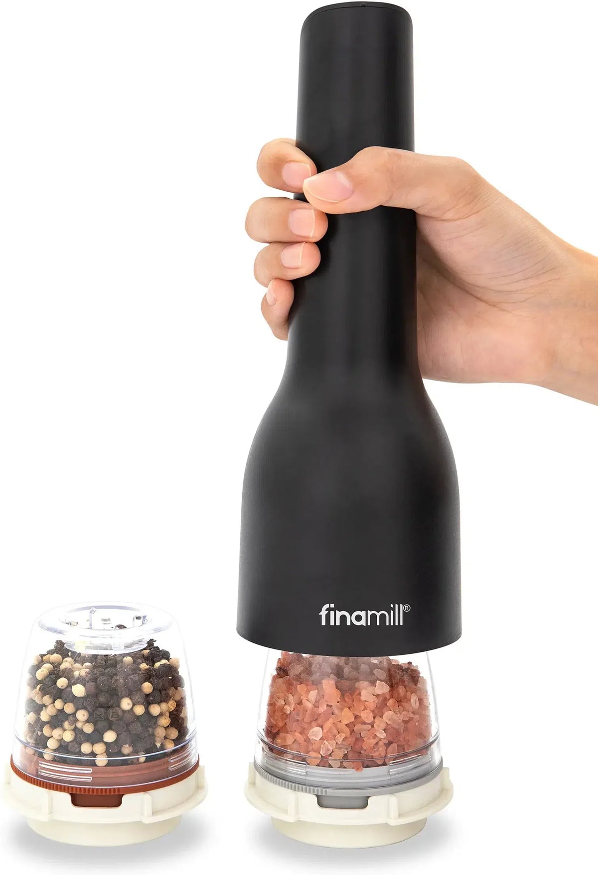 Finamill - Midnight Black Grinder with 2 Pods (ProPlus & Peppercorn), Battery Operated - GP803437-111MIB