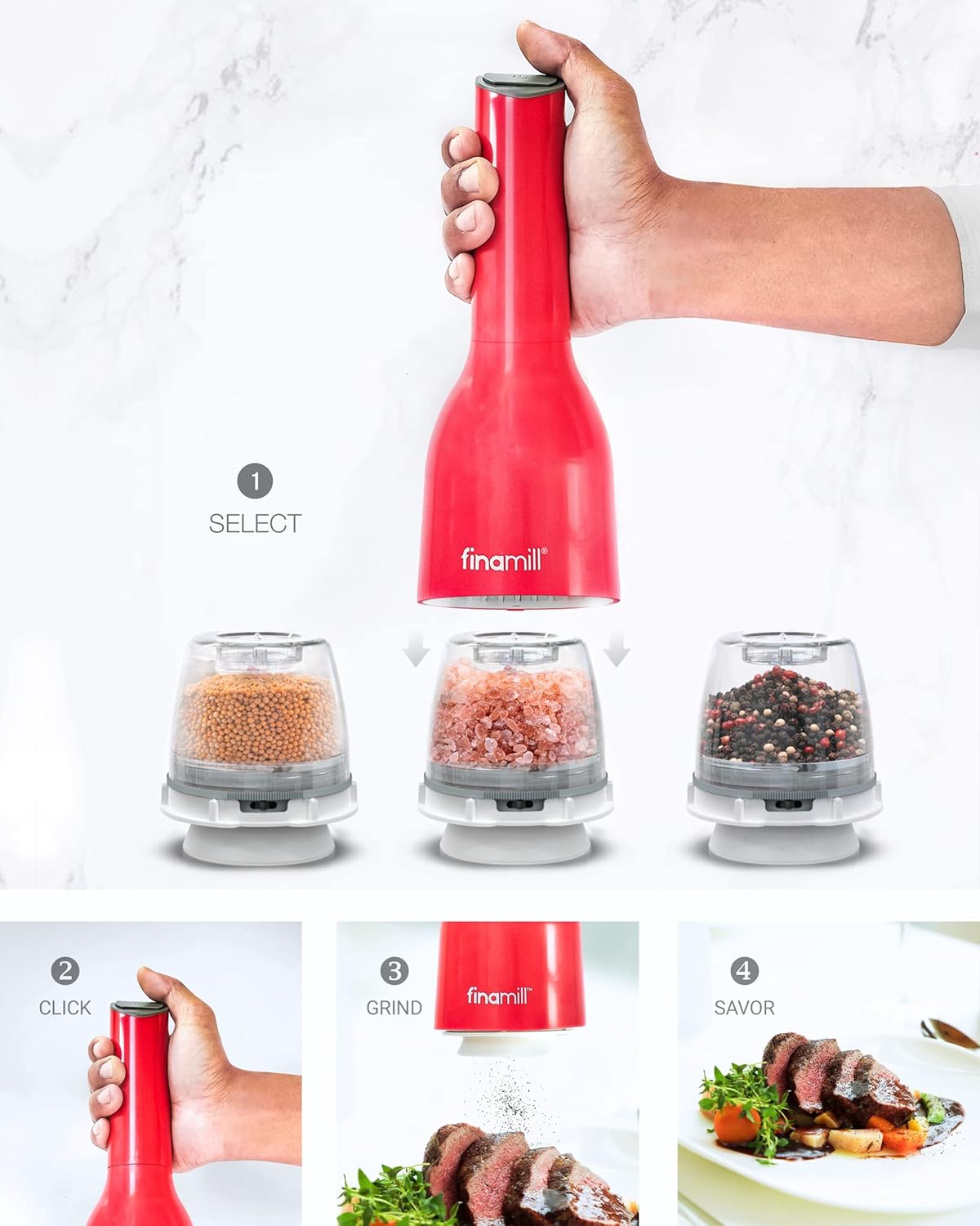 Finamill - Mint Grinder with 2 Pods (ProPlus & Peppercorn), Battery Operated - GP803437-111MNT