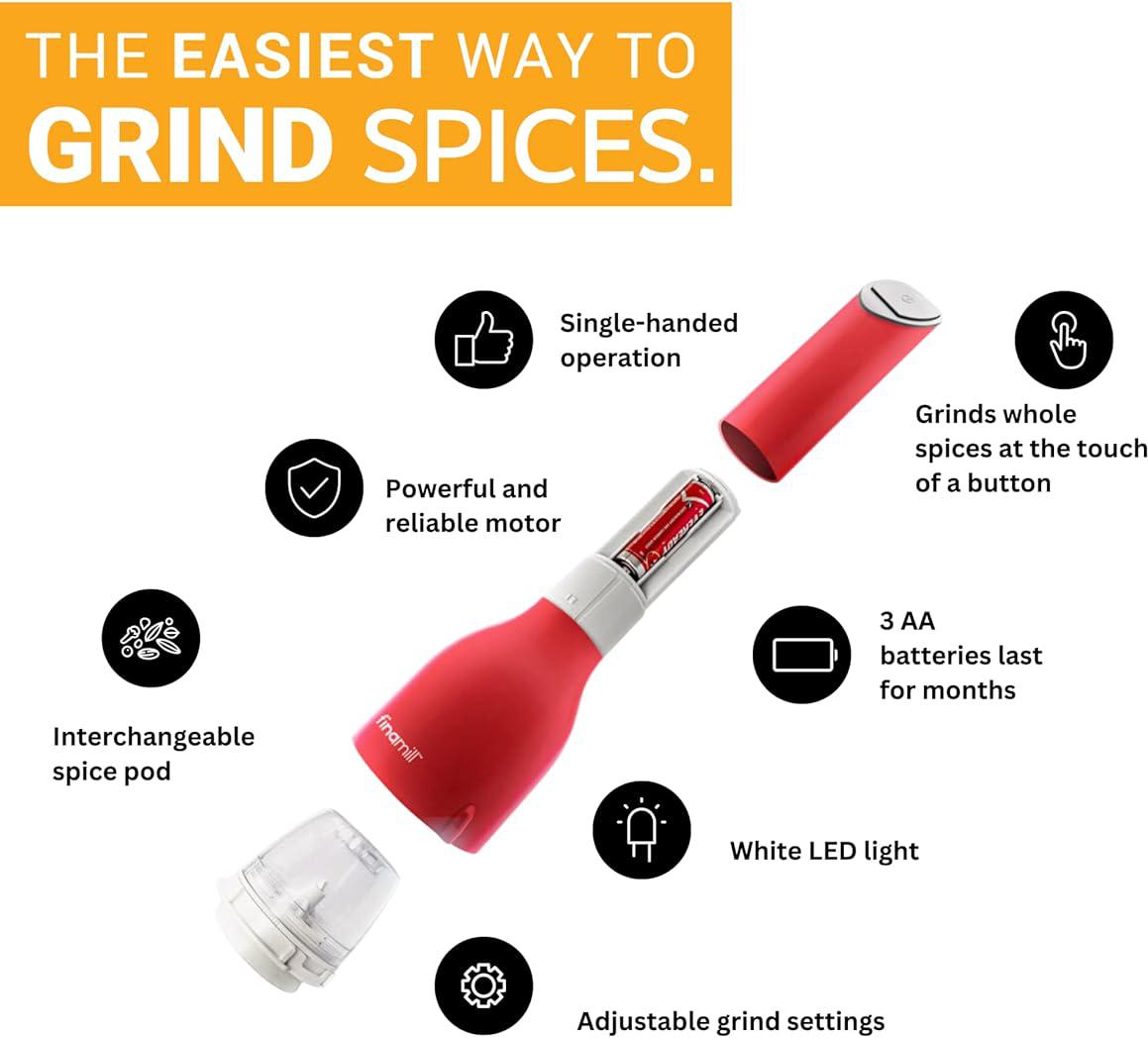 Finamill - Mint Grinder with 2 Pods (ProPlus & Peppercorn), Battery Operated - GP803437-111MNT