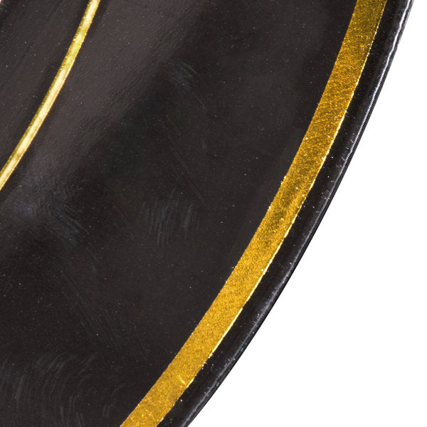 Fineline Settings - 10" Black/Gold Plastic Plate, 12/Pk, 10 Pk/Cs - 510-BKG