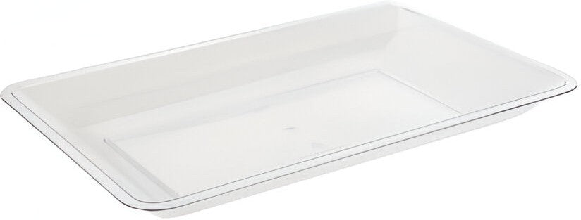 Fineline Settings - 14" x 10" Clear Plastic Rectangular Tray, 25/cs - RC472CL