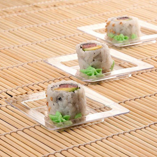 Fineline Settings - 3" x 3" Clear Plastic Disposable Tiny Tray, 20/Cs - B6200