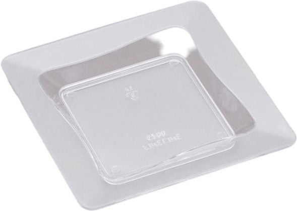 Fineline Settings - 3" x 3" Clear Plastic Disposable Tiny Tray, 20/Cs - B6200