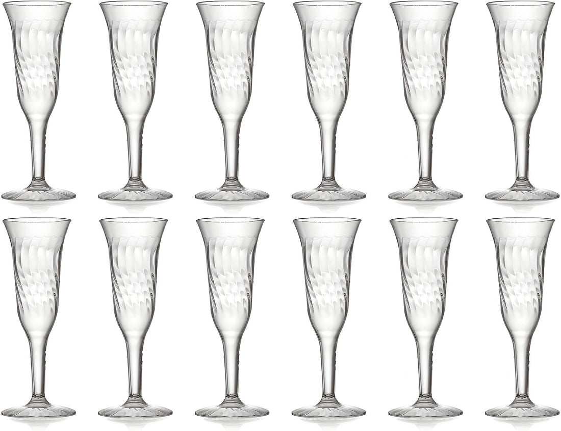 Fineline Settings - 5 Oz Clear Plastic Champagne Flute Glass, 8 x 12/cs - 2106