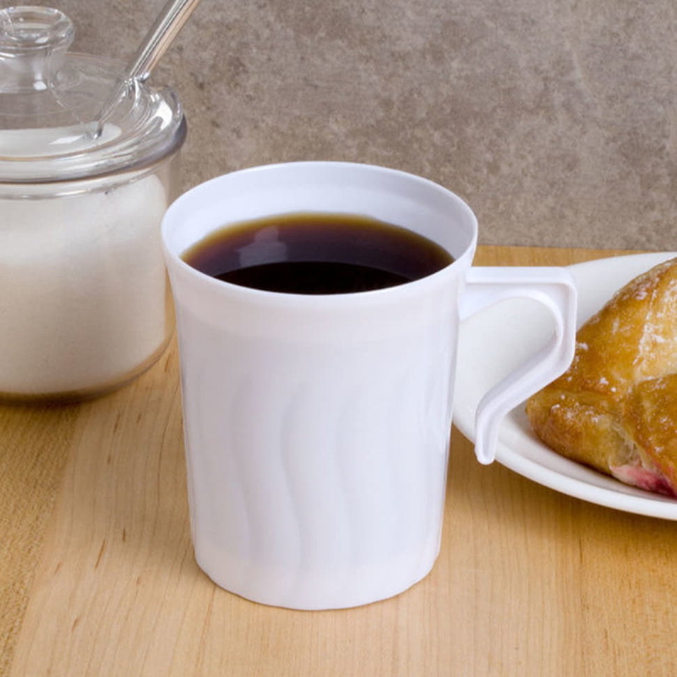 Fineline Settings - 8 Oz White Plastic Coffee Mug, 288/cs - 208-WH