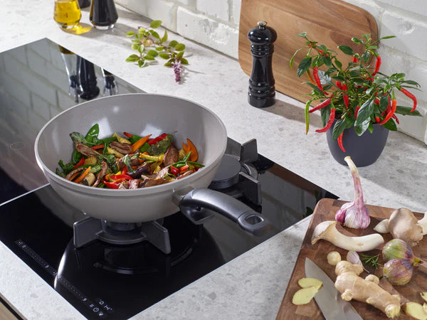 Fissler - Ceratal 11”, 3.9 Qt Warm Grey Ceramic Non-Stick Wok - 100-820-28-1000