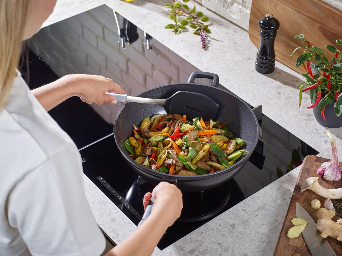 Fissler - Ceratal 12.6”, 6 Qt Orbit Black Ceramic Non-Stick Wok, with Helper Handle - 100-821-32-1000