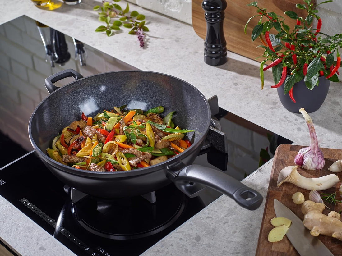 Fissler - Ceratal 12.6”, 6 Qt Orbit Black Ceramic Non-Stick Wok, with Helper Handle - 100-821-32-1000