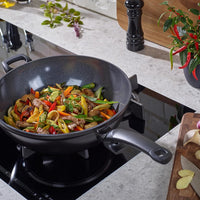 Fissler - Ceratal 12.6”, 6 Qt Orbit Black Ceramic Non-Stick Wok, with Helper Handle - 100-821-32-1000