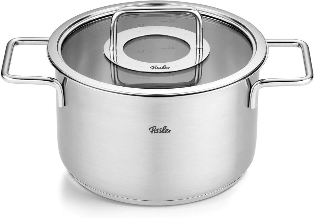 Fissler - Pure Collection 8”, 3.8 Qt Stock Pot with Glass Lid - 086-115-20-0000