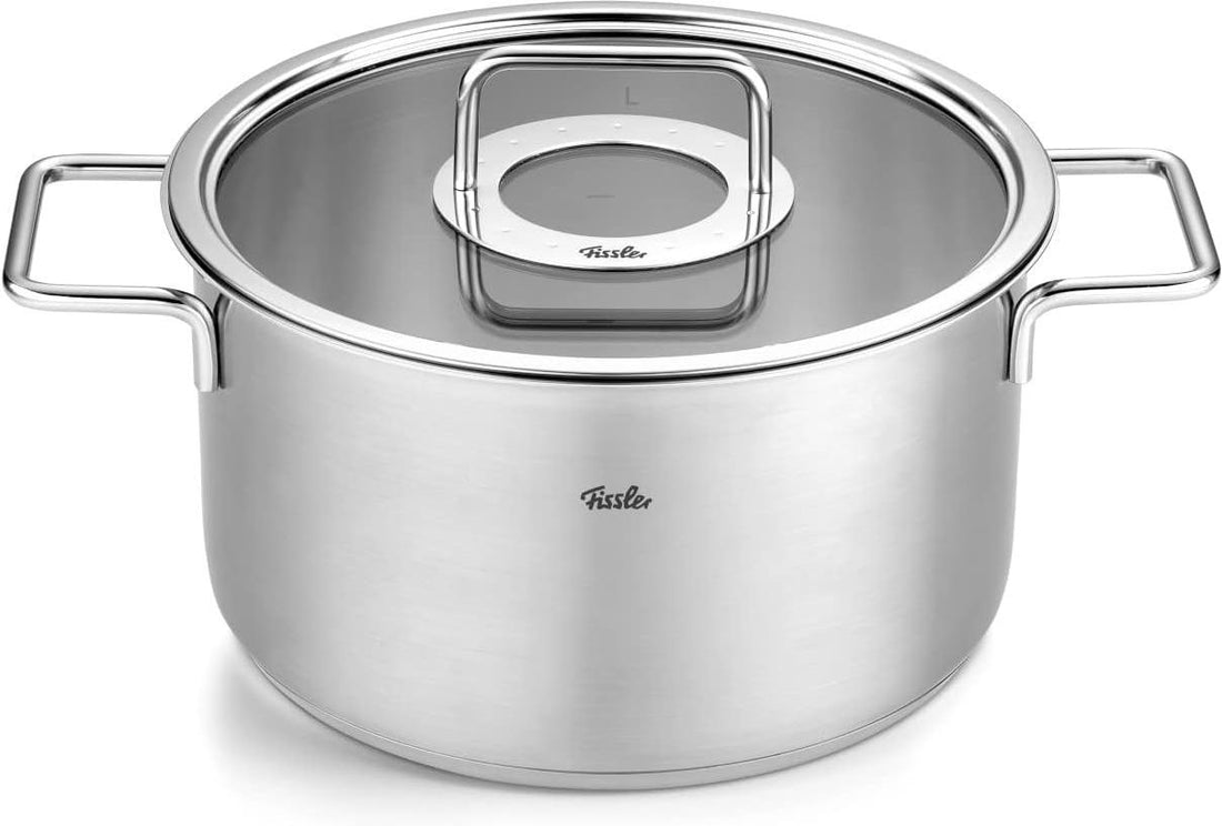 Fissler - Pure Collection 9.5”, 6 Qt Stock Pot With Glass Lid - 086-115-24-0000
