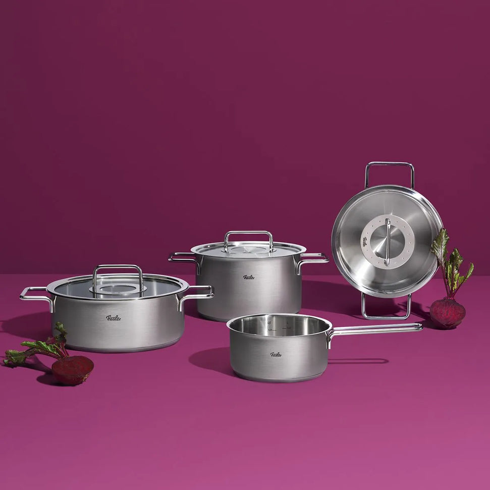 Fissler - Pure Collection Stainless Steel 9 Pcs Cookware Set with Metal Lids - 086-114-05-0000
