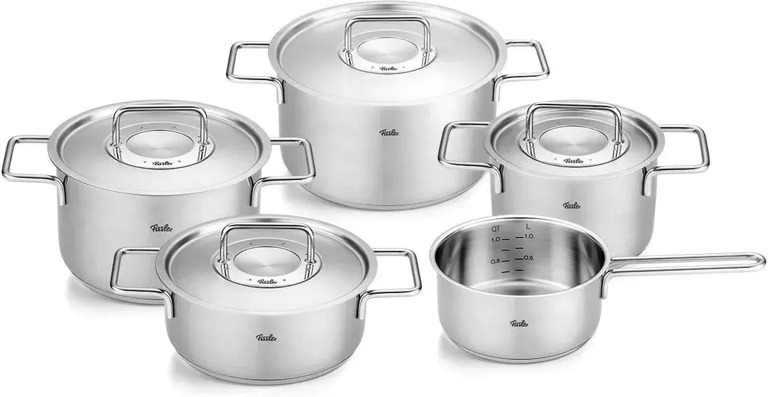 Fissler - Pure Collection Stainless Steel 9 Pcs Cookware Set with Metal Lids - 086-114-05-0000