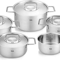 Fissler - Pure Collection Stainless Steel 9 Pcs Cookware Set with Metal Lids - 086-114-05-0000
