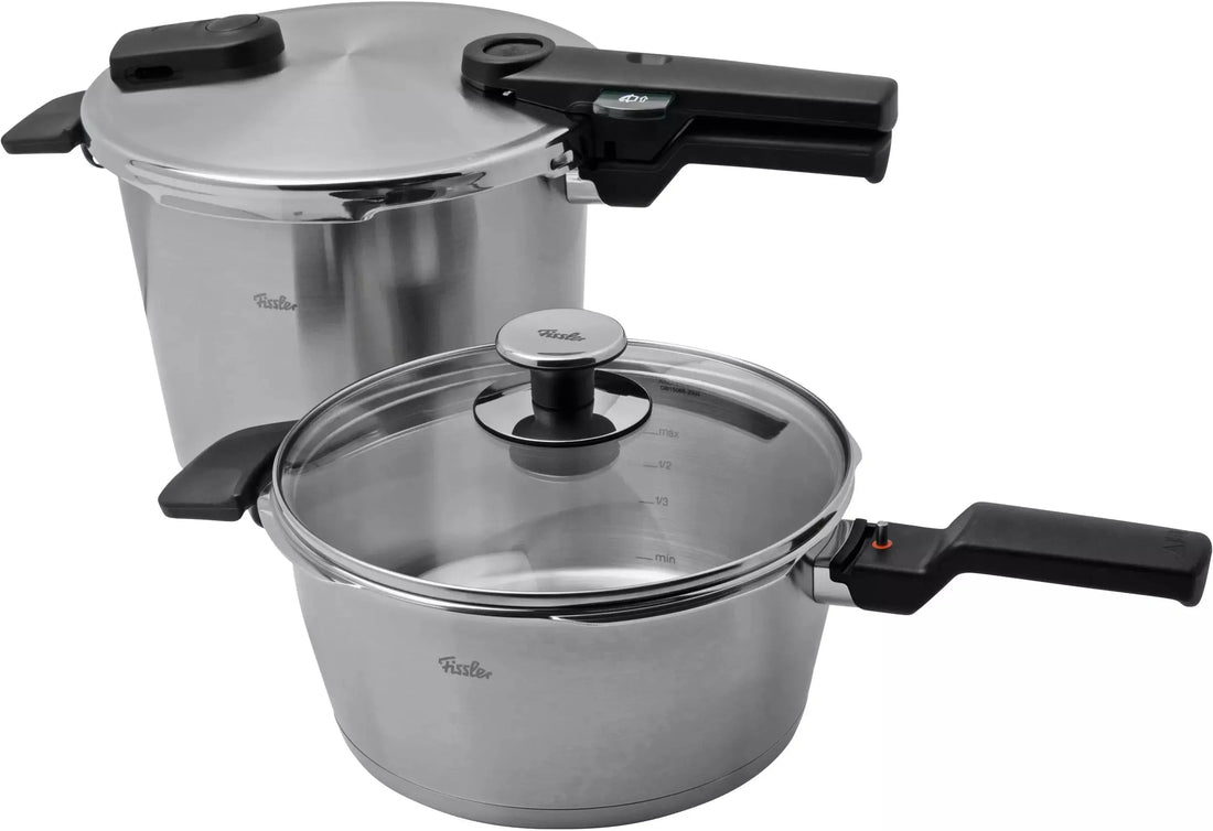 Fissler - Vitaquick® Premium 2 Pcs set, 3.7 Quart and 6.3 Quart Pressure Cooker plus Glass Lid - 602-410-13-0800